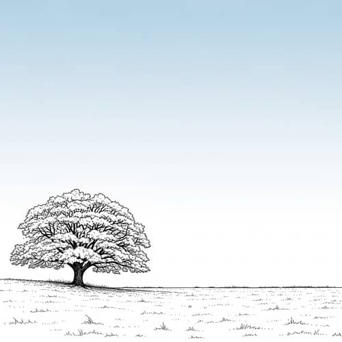 Minimalistic Nature Scene: Tranquil Tree in Open Field