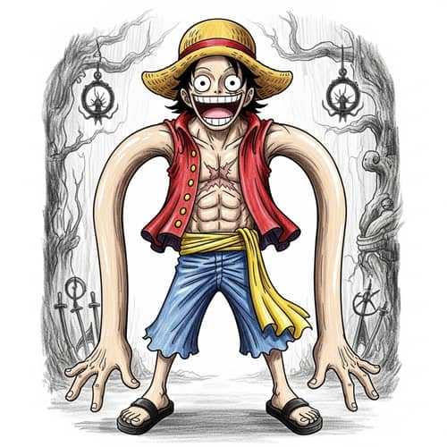 Tim Burton Style Pirate Captain - Monkey D. Luffy Fan Art