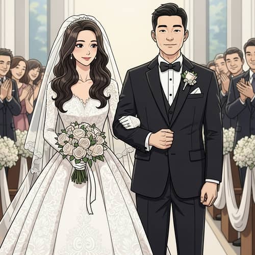 Hand-drawn Wedding Ceremony Animation with Bride and Groom