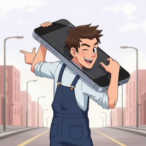 Playful Young Man with Oversized iPhone - Animated Scene