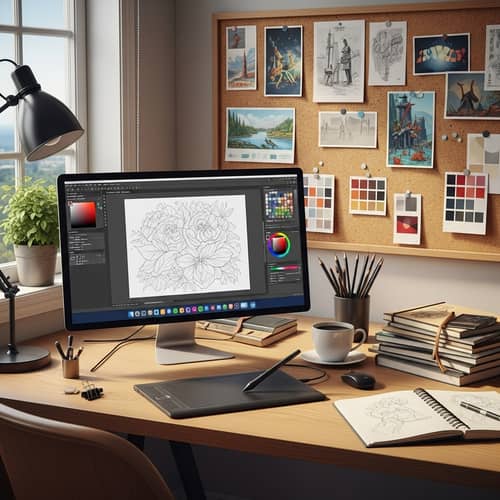 Graphic Design and Illustration Workstation Setup | Creative Workspace
