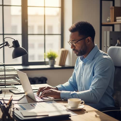 Dedicated African-American Manager in Modern Office Setting