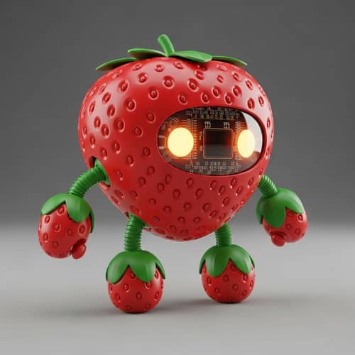 Strawberry Robot - Bringing Joy with Vibrant Red Design