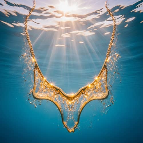 Golden Necklace Underwater Scene - Beauty in Liquid Gold