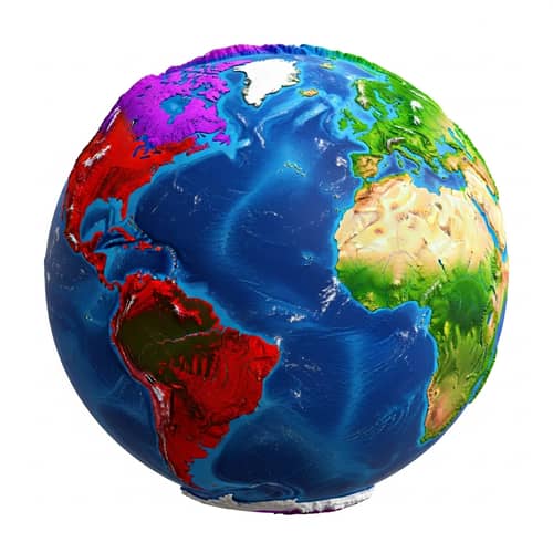 Vibrant Exotic Planet with Colorful Continents