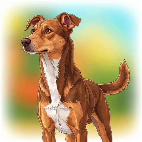 Colorful Illustration of a Chestnut Medium-sized Dog