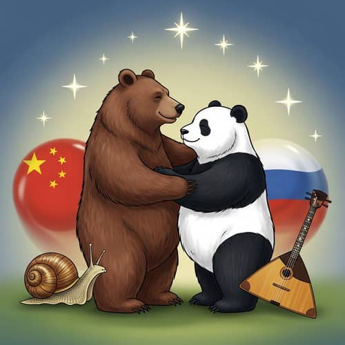 Russia and China Unity: Bear and Panda Embrace