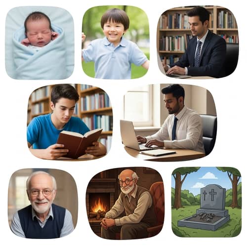 Cycle of Life: From Newborn to Old Age to the Grave