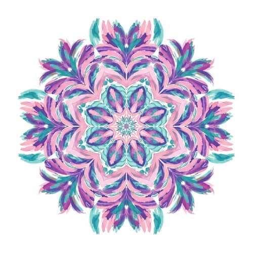 Vibrant Mandala Illustration in Pastel Pink, Purple & Teal