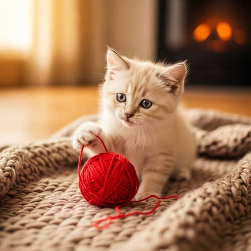 Adorable Baby Kitten Playing with Yarn | Cute Kitten Image