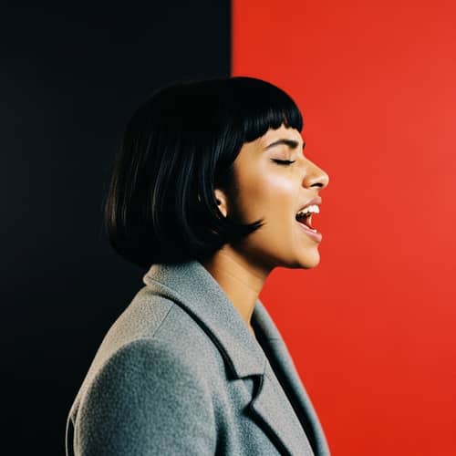 South Asian Girl Singing in Gray Coat | Punk Rock Aesthetic