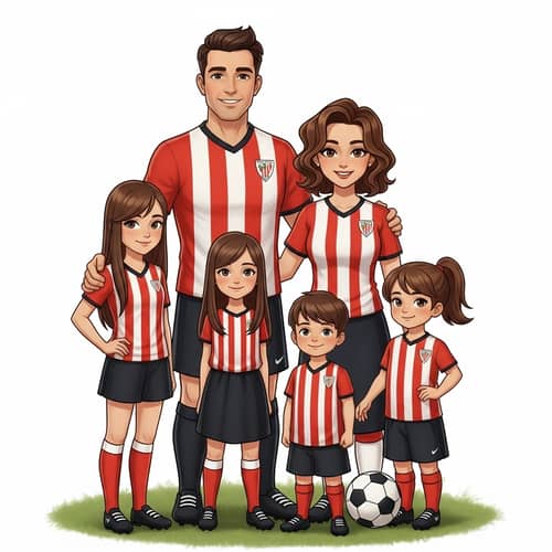 Family-Friendly Animated Scene with Athletic Club Bilbao Football Gear