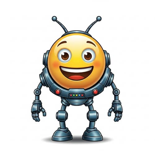 Vivid Emoji Robot: Joyful Automaton in Bright Yellow