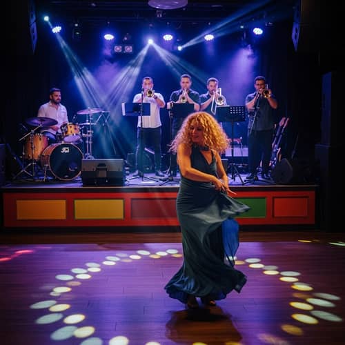 Vibrant Nightclub Salsa Dancing with Live Band | Golden Blond Woman