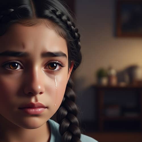 Expressive Young Hispanic Girl with Sad Expression
