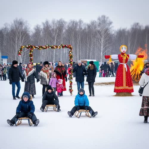 Russian Maslenitsa Festival - Joyful Celebration in Snowy Russia