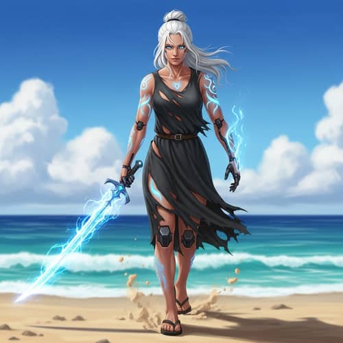 Cybernetic Warrior in Flip Flops | Fantasy Artwork