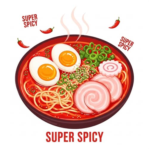Super Spicy Ramen Bowl with Soft Boiled Egg and Chashu Pork