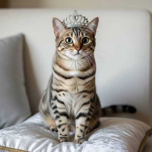 Regal Princess Cat | Majestic Feline with a Crown