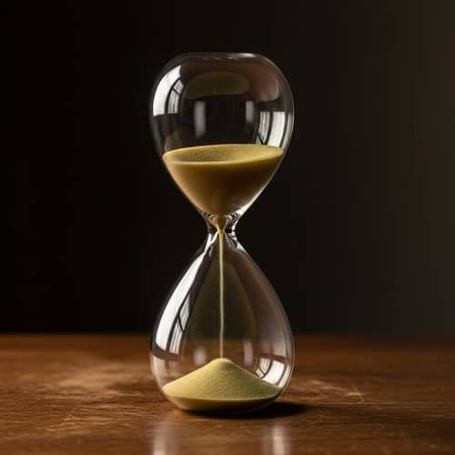 Intricately Made Hourglass on Antique Wooden Table