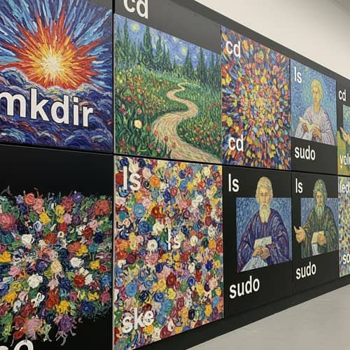 Colorful Linux Commands Artwork | Post-Impressionist Style