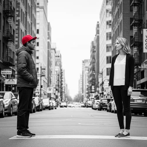 Urban Street Scene in Black and White