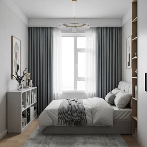 Cozy 13 Sqm Bedroom Design with Bed Opposite Window