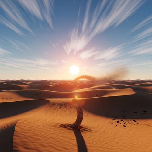 Sci-Fi Desert Landscape with Giant Worm | Dune-Inspired Art