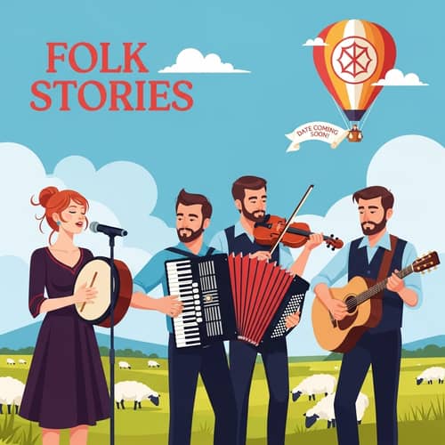 Colorful Flat Design Image for Folk Stories Band | Concert Announcement