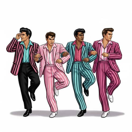 Vibrant 50s Rock 'n' Roll Dancers in Elvis-inspired Costumes
