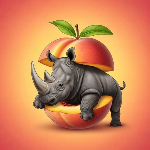 Peach-Embraced Rhinoceros: Captivating Wildlife Photo