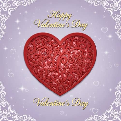 Elegant Valentine's Day Card with Lace-like Red Heart