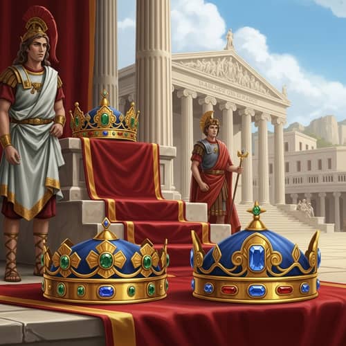 Majestic Ancient Rome Imperial Gold Crowns with Gemstones