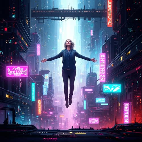 Futuristic Cyberpunk Digital Painting of Confidence: Metaverse Mom