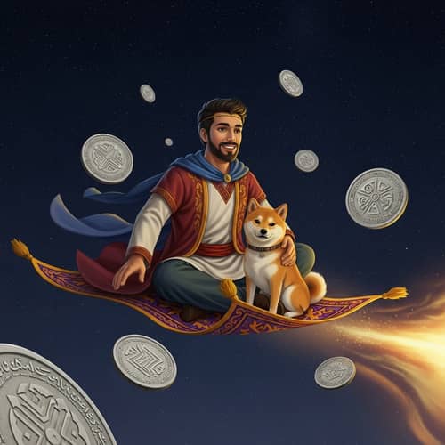 Prince of Persia on Magic Carpet with Shiba Inu - Cryptocurrency Adventure