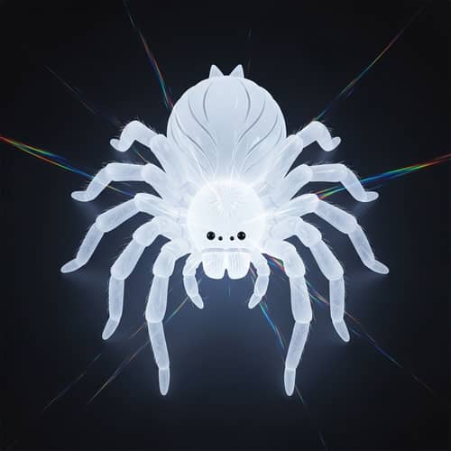 Luminescent White Stone Spider - Captivating Energy Sparkles