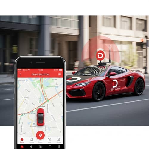 Urban Red Sports Car with GPS Antenna | Drive Solution