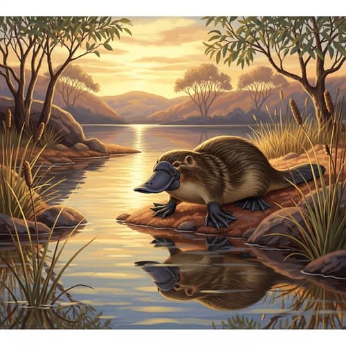 Platypus in Serene Australian Outback | Unique Semi-Aquatic Mammal