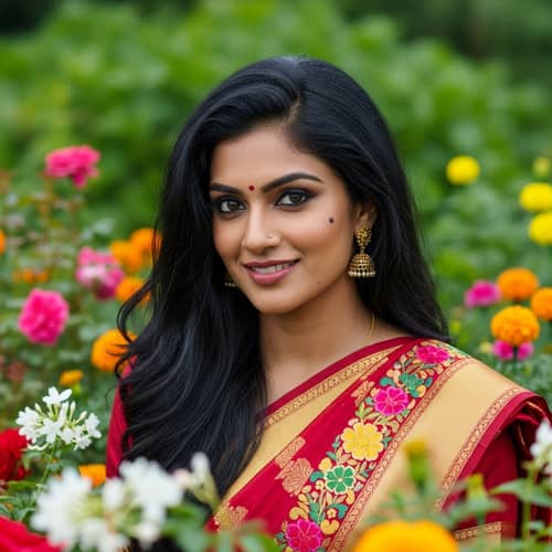 Portrait of South Asian Woman in Traditional Indian Attire