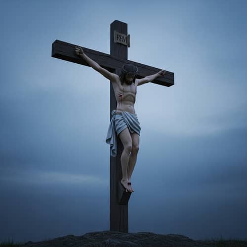 Emotional Depiction of Jesus on a Cross - Symbolizing Hope and Redemption