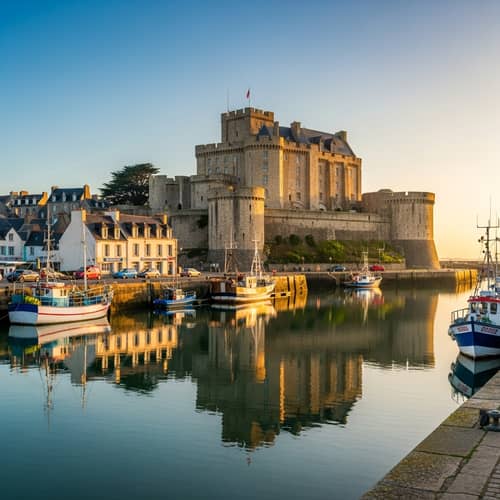 Brest Castle Panoramic View at Sunrise | Historic Port of Brest