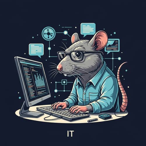 Humanized Rat IT Professional - Minimalist Vector Graphic