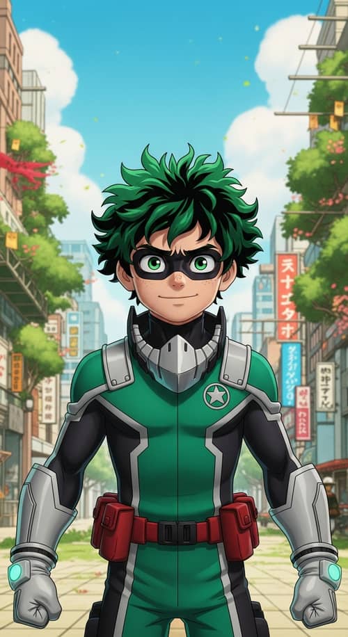 Futuristic Green-Haired Superhero: Courage and Hope