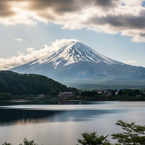 Mount Fuji Serenity: A Majestic View of the Iconic Mountain and Tranquil Lake