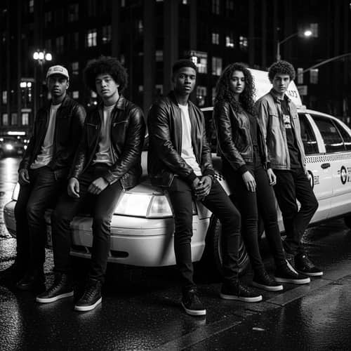 Urban Teenagers in Film Noir Scene | Vintage Street Photography