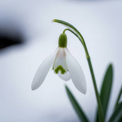Realistic Photo of a Snowdrop Flower in Detail