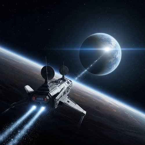 Futuristic Spaceship Journey to Unexplored Strange Planet