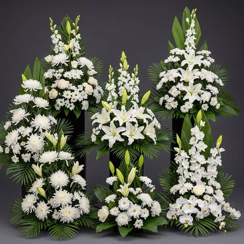 White Flower Arrangements Collection - Chrysanthemums, Roses, Lilies