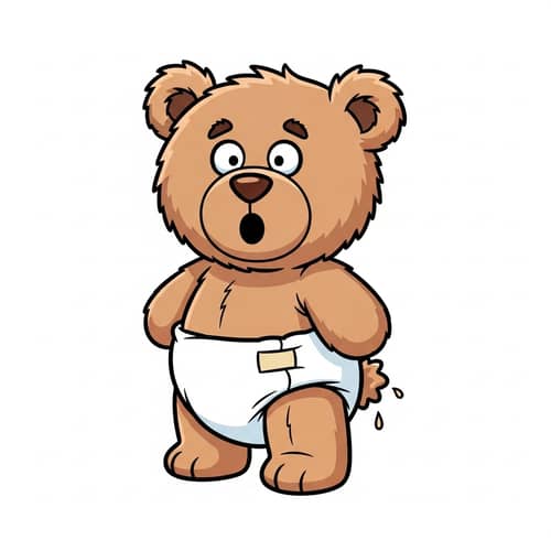 Funny Baby Teddy Bear Clipart with Diaper Mess