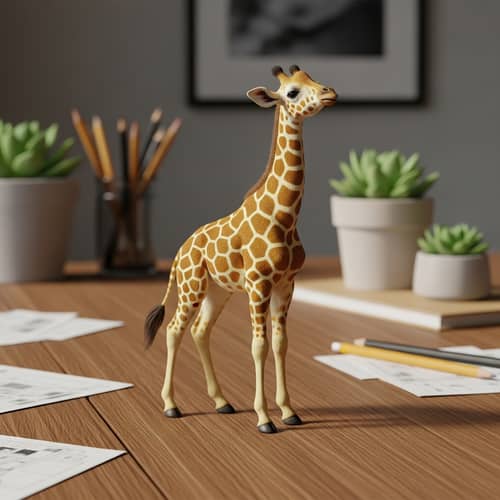 Miniature Giraffe on Polished Table | Unique and Detailed Sculpture